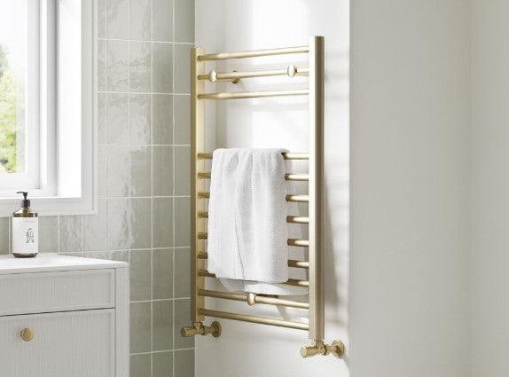 GRADE Brushed Brass Heated Towel Rail - 800x500/1200x500/1600x500mm