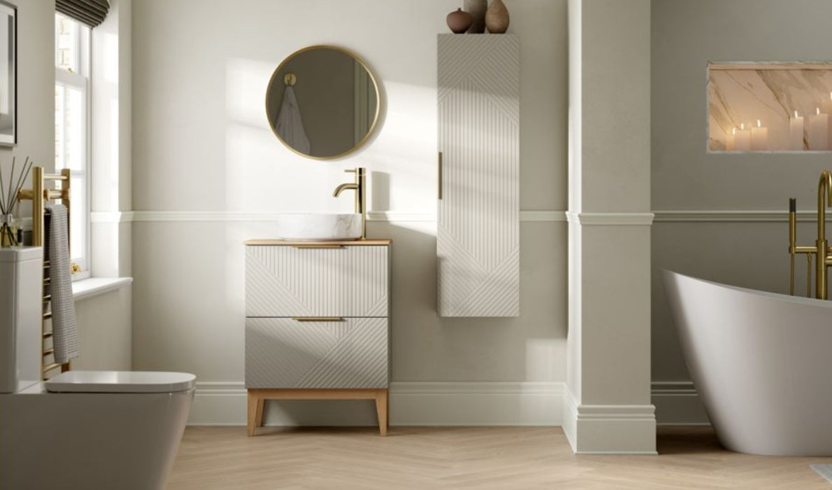 Lignora Matt Oat Taupe Countertop Floorstanding Vanity Unit including worktop 610mm and 810mm