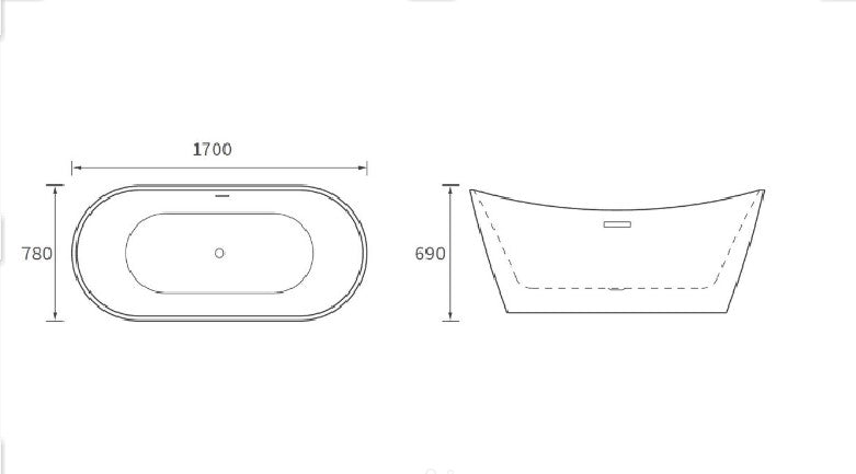Mayfair Modern White Freestanding Bath 1700mm x 780mm
