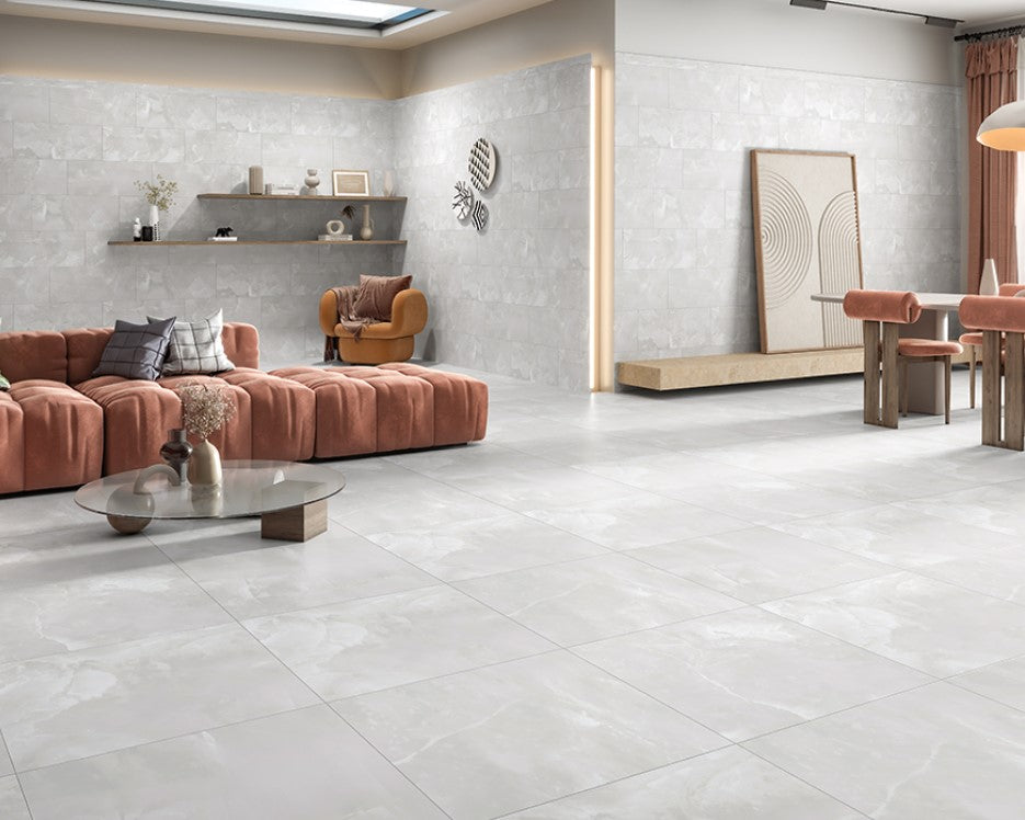 Light Grey Onyx Marble Effect Polished 60x60cm Floor and Wall Tiles ...