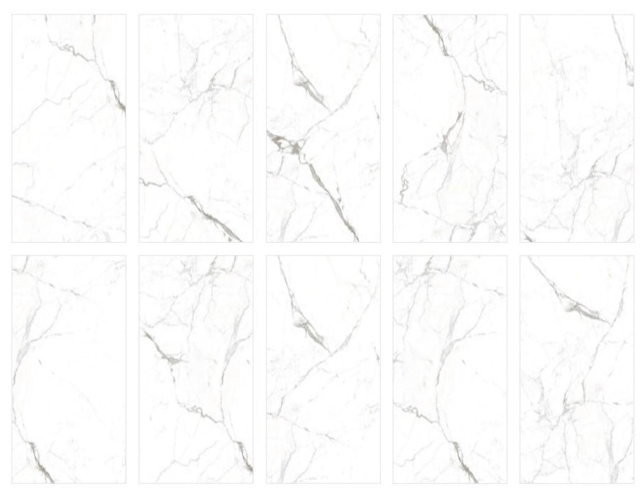 Premium Carrara White Marble Effect Rectified Polished Wall and Floor Tile - 60x120cm