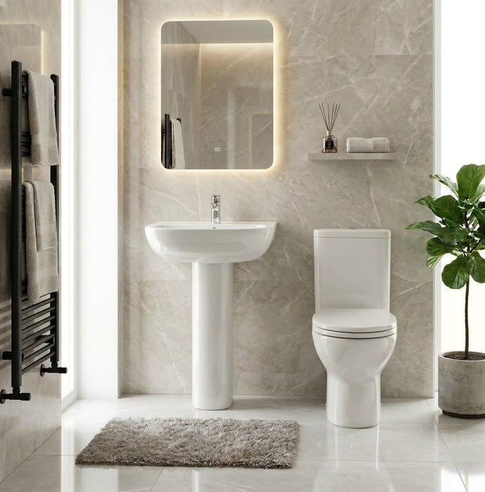 Rimless Close Coupled WC and Pedestal Basin Pack