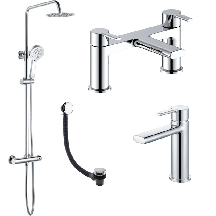 Chrome Bathroom Taps and Shower Set (Round)