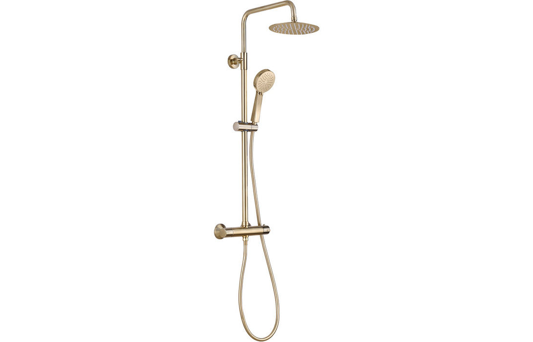 Brushed Brass Bathroom Taps and Shower Set (Round)