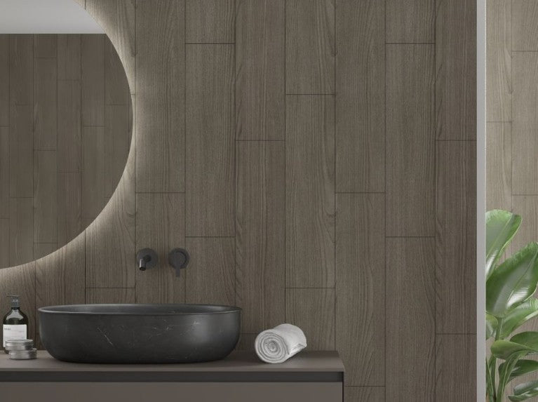 Fibo Scandinavian - Dark Wood (Vertical Plank) Bathroom Wall Panel