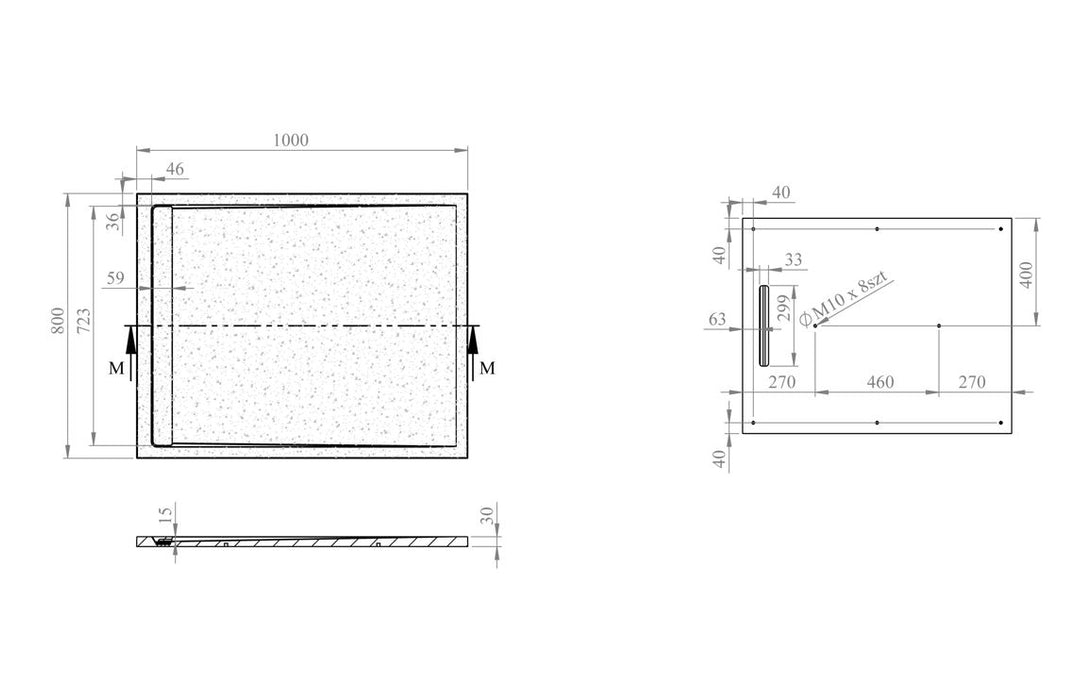 30mm Slate Effect Rectangular Tray & Waste - Latte