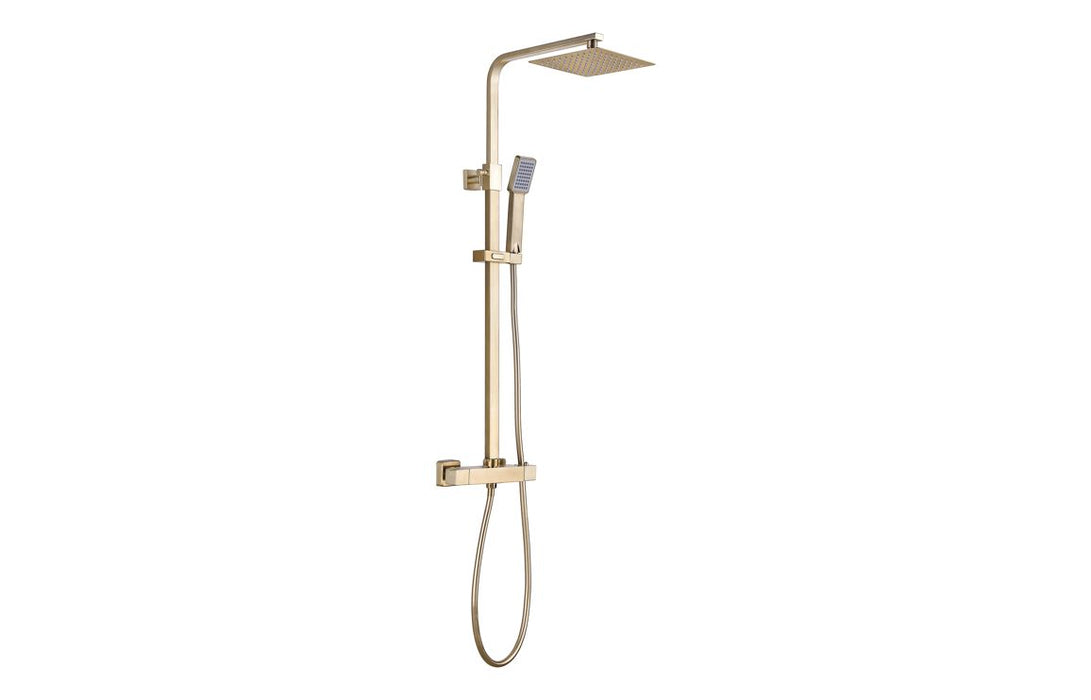 Brushed Brass Bathroom Taps and Shower Set (Square)