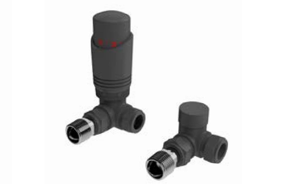 Textured Grey Thermostatic Radiator Valves - Angled/Straight/Corner