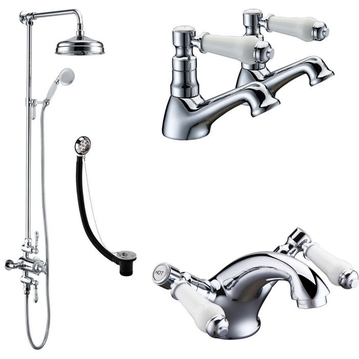 Traditional Chrome Bathroom Taps and Shower Set