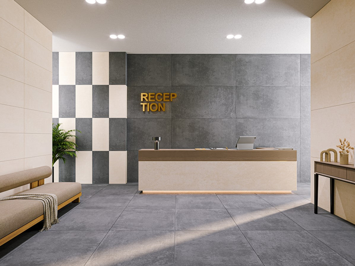 Urban Graphite Grey Matt 60x120cm Tile | Large Urban Concrete Tiles ...
