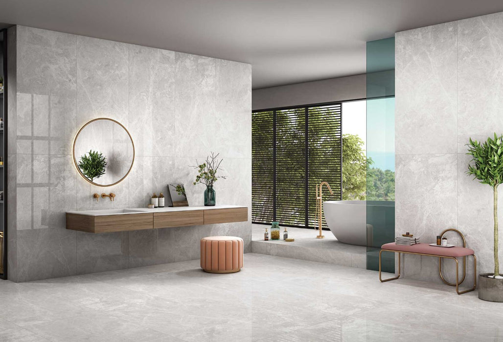 Invictus Silver Marble Effect Polished Wall and Floor Tile - 60x60 and 60x120cm