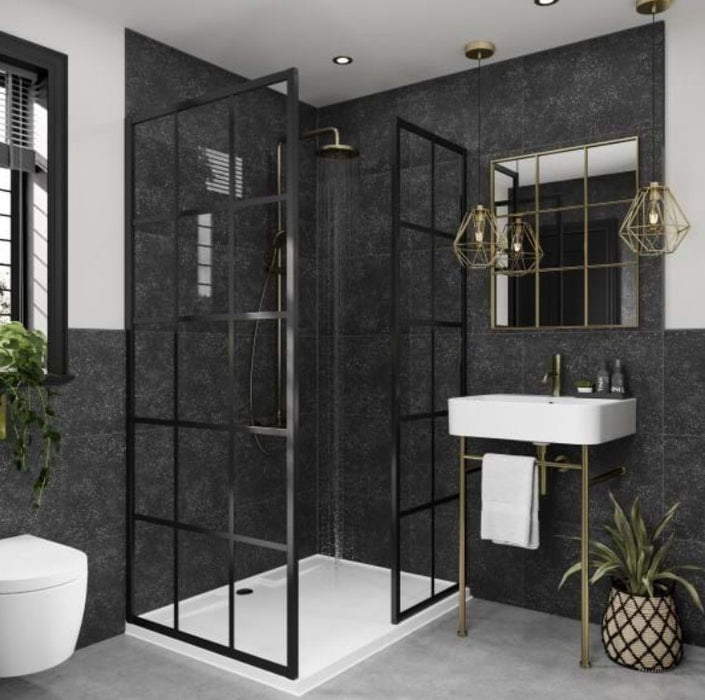 Multipanel Black Mineral Tile Effect Bathroom Wall Panel