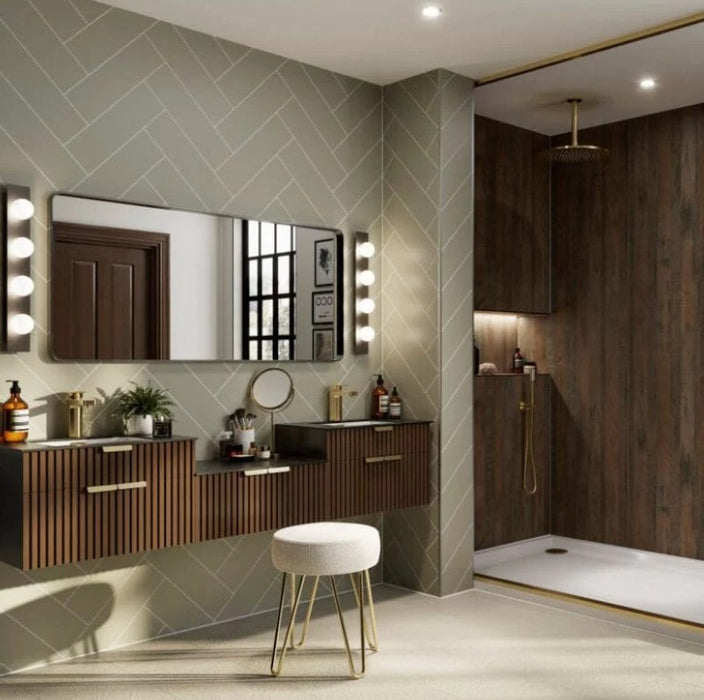 Multipanel Sage Green Herringbone Tile Effect Bathroom Wall Panel