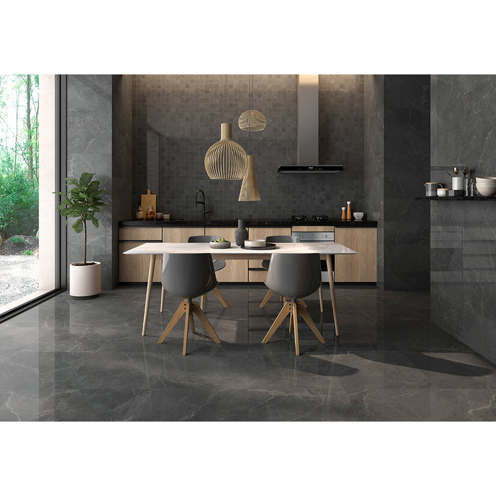 Athens Black Polished Marble Wall and Floor Tile - 90x90cm
