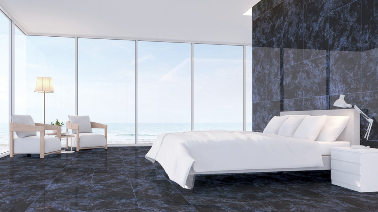 BAHRAIN Blue Polished Wall and Floor Tile - 60x120cm