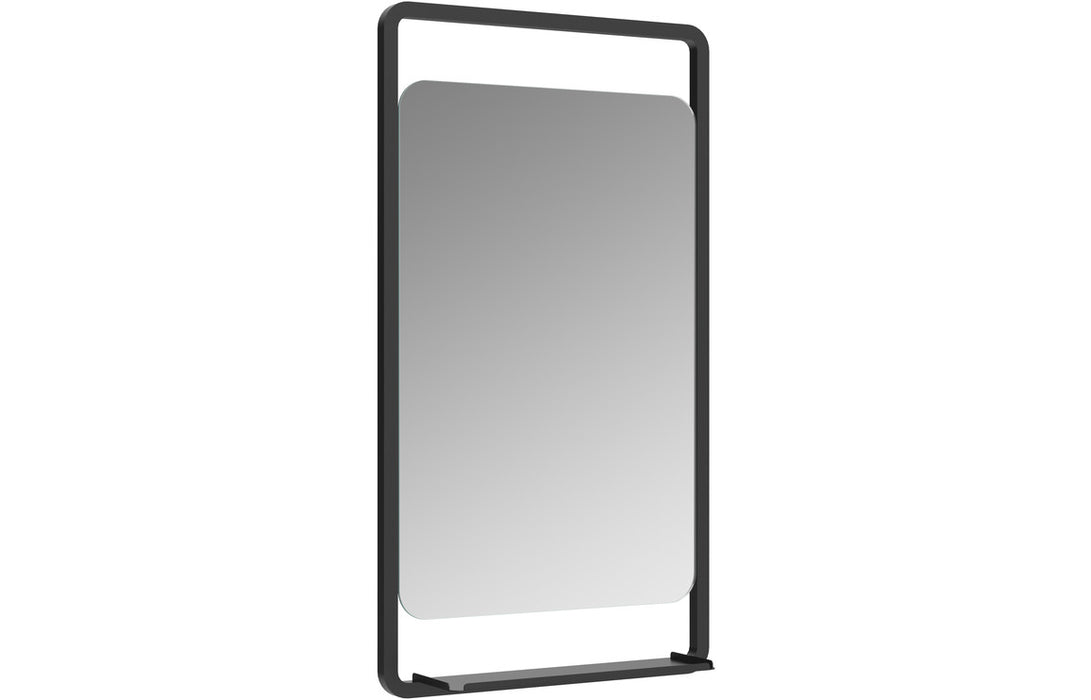 Elfina 500mm Rectangle Mirror with Shelf Matt Black