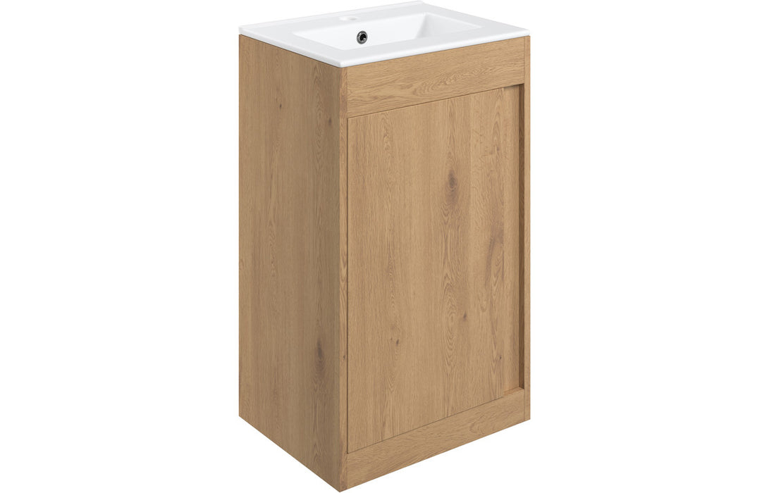 Elite 510mm Floor Standing Vanity Unit Inc. Basin - Seville Oak