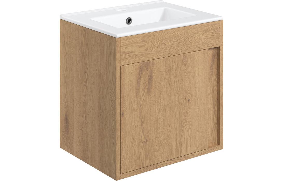 Elite 510mm Wall Hung Vanity Unit Inc. Basin - Seville Oak