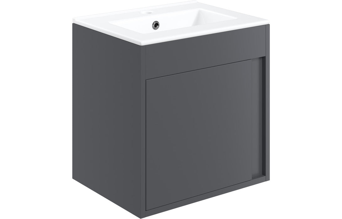 Elite 510mm Wall Hung Unit Inc. Basin - Matt Graphite Grey