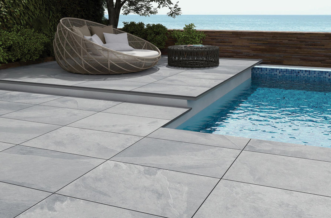 Highland Grey Slate Effect 20mm Outdoor Tile - 60x90cm