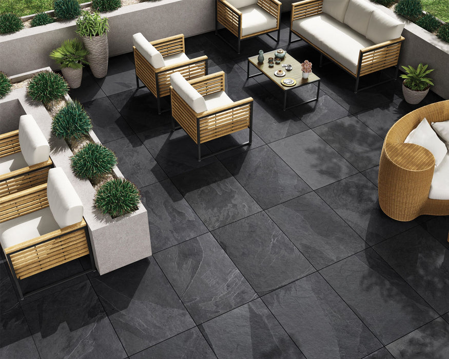 Highland Black Slate Effect 20mm Outdoor Tile - 60x90cm