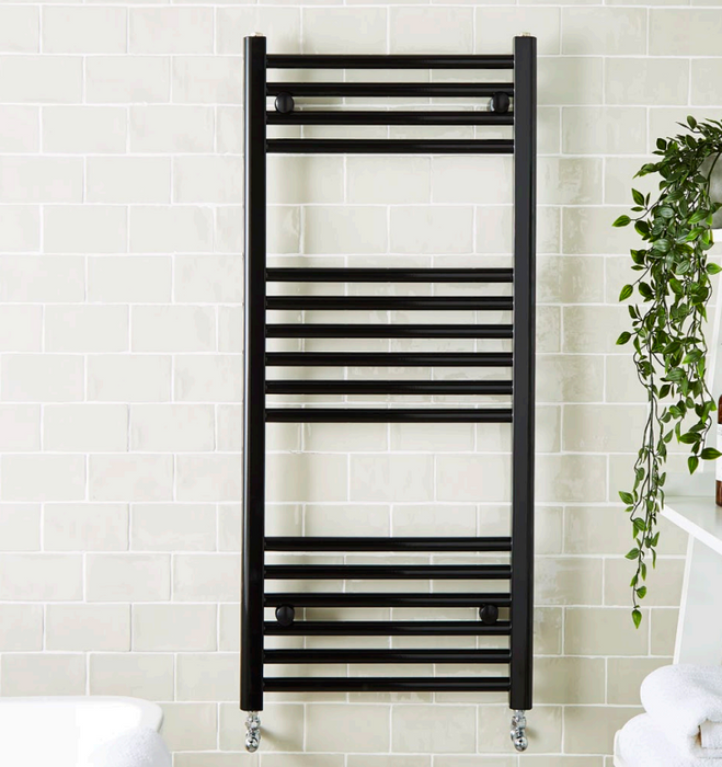 K Rail Matt Black Heated Towel Rail - Multiple Sizes