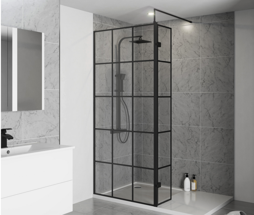 Luxury Matt Black 8mm Wet Room Shower Screen - Various Sizes