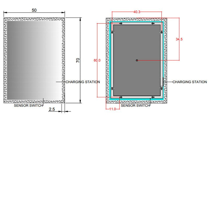 Manton 700x500m LED Mirror by Kartell