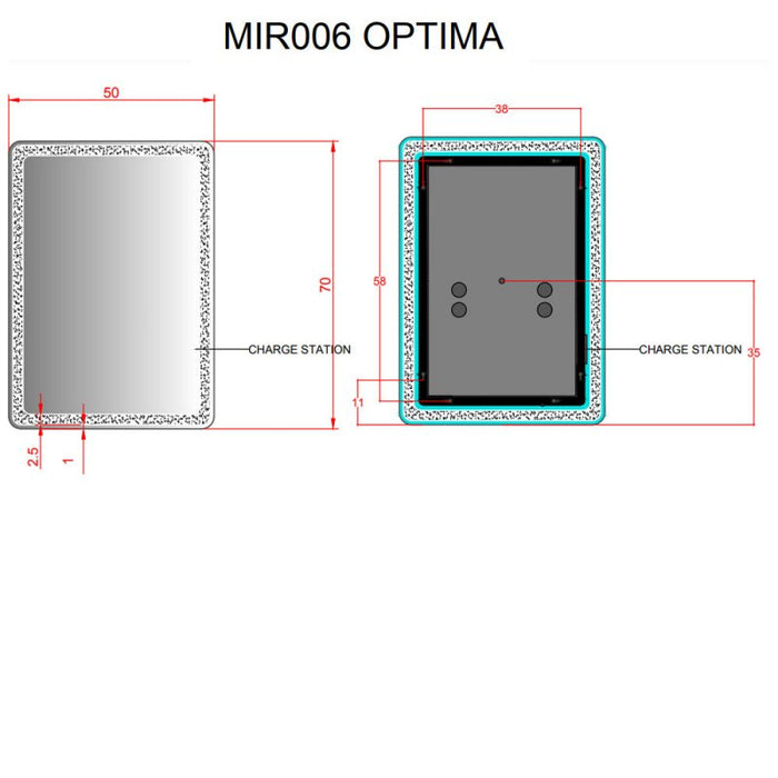 Optima Bluetooth LED Mirror by Kartell - 700x 500mm