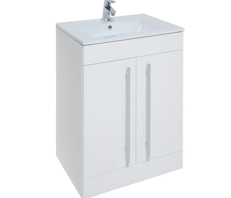 Pure Gloss White Two Door Floorstanding Vanity - Multiple Sizes - Optional Tall Unit
