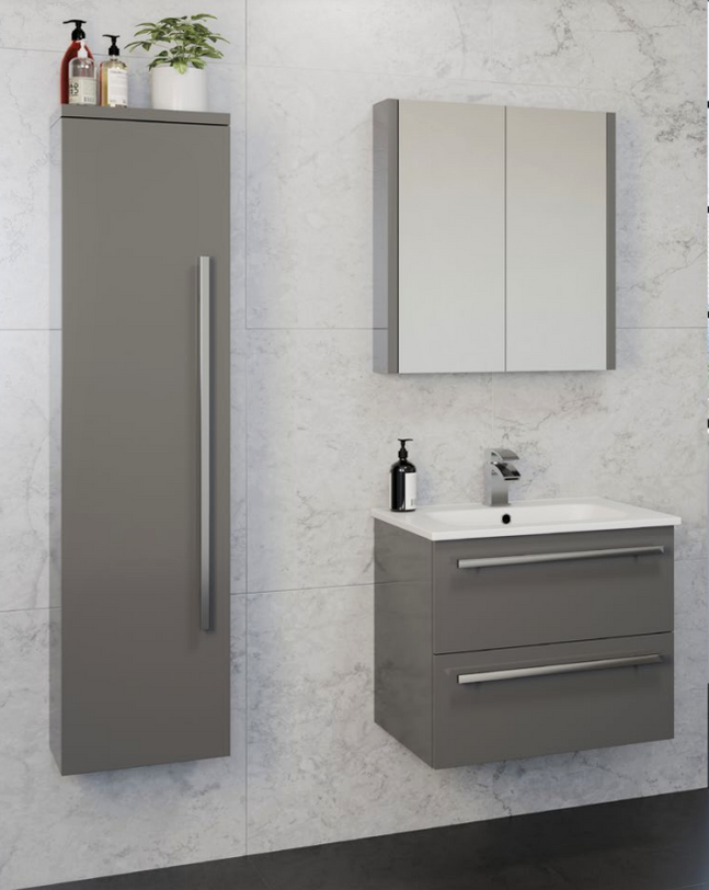 Gloss Grey Wall Hung Vanity | Wall Mounted Vanity | Luxury Bathrooms