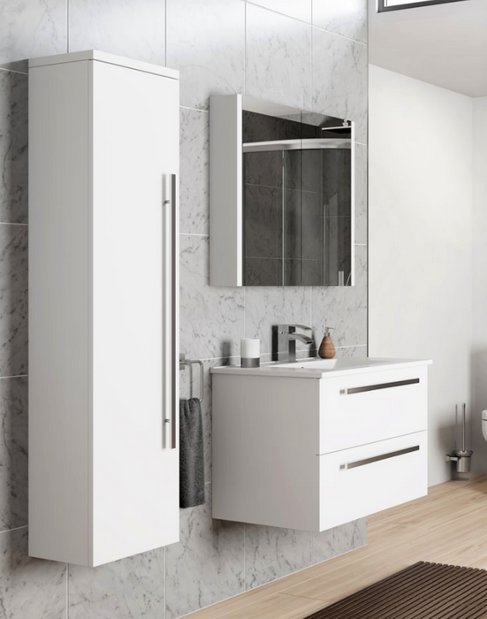 Pure Gloss White Two Door Floorstanding Vanity - Multiple Sizes - Optional Tall Unit