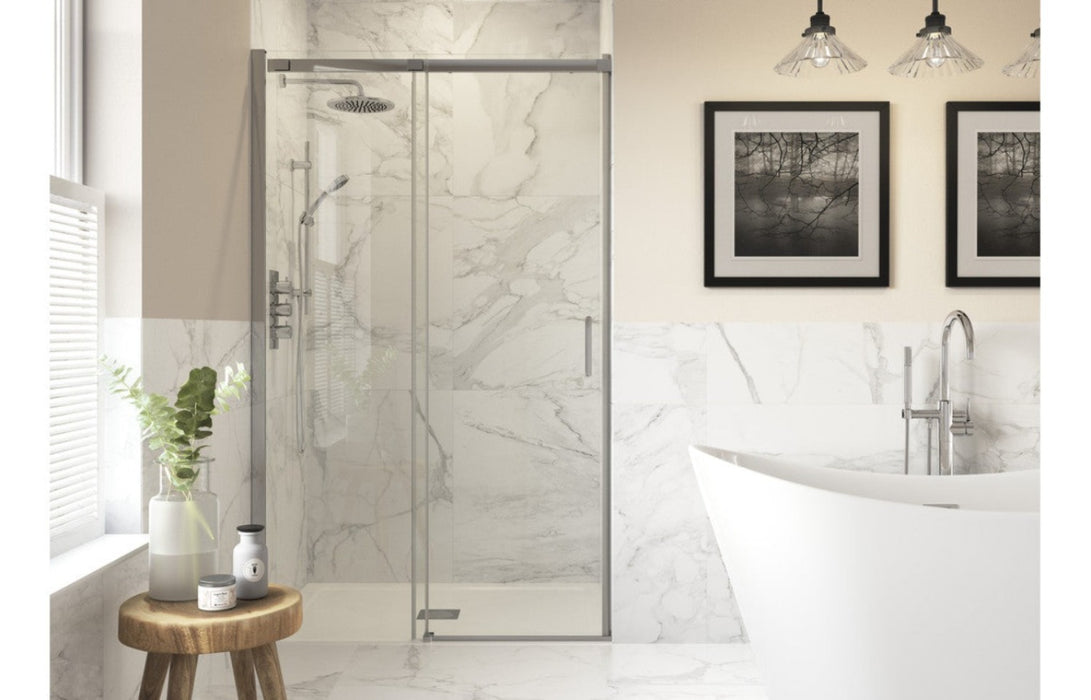 Roma8 Premium Semi Framed Sliding Shower Door with Optional Panel - MULTIPLE SIZES Available