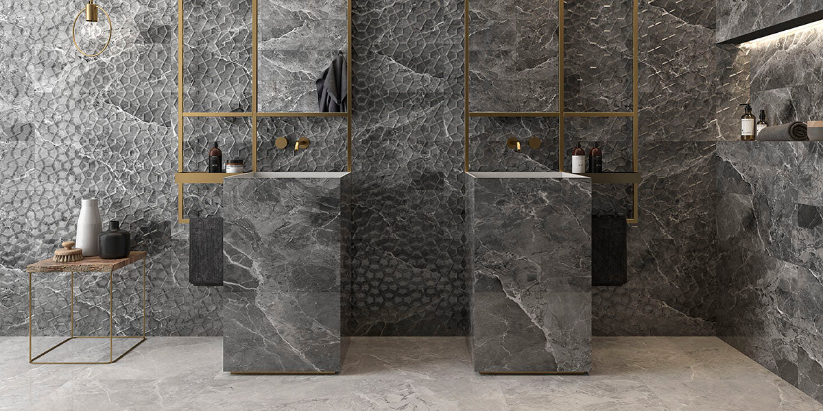 Tavisa Marble Effect Designer Wall Tiles - 25x70cm - 4 Colour Options