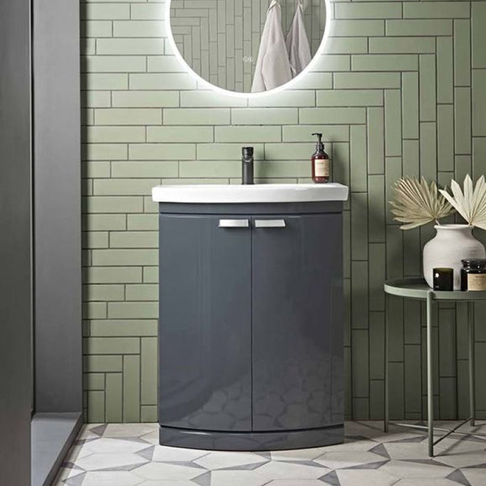 Tavistock Tempo Gloss Dark Grey Freestanding Vanity Unit and Basin - 500mm and 650mm