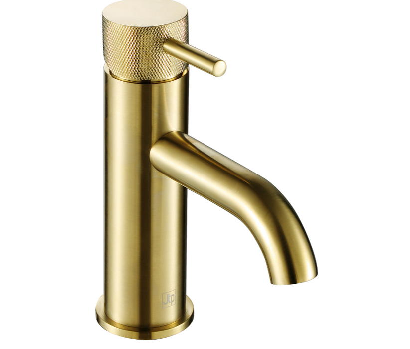 VOS Brushed Brass Single Lever Basin Mixer Tap with Designer Handle