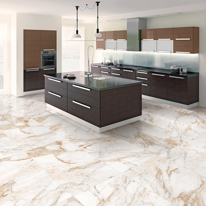 Vialli Gold Polished Porcelain Wall and Floor Tile - 30x60/60x60 and 60x120cm