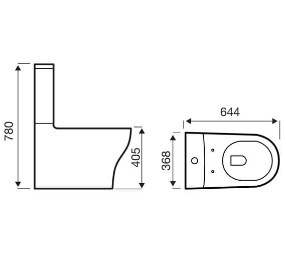 Kameo Back To Wall Rimless Close Coupled Toilet With Soft Close Seat