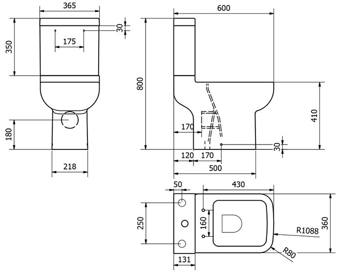 Options 600 Close Coupled Toilet with Soft Close Seat by Kartell