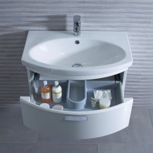 Tavistock Tempo Gloss White Wall Mounted Vanity Unit and Basin - 650mm and 900mm